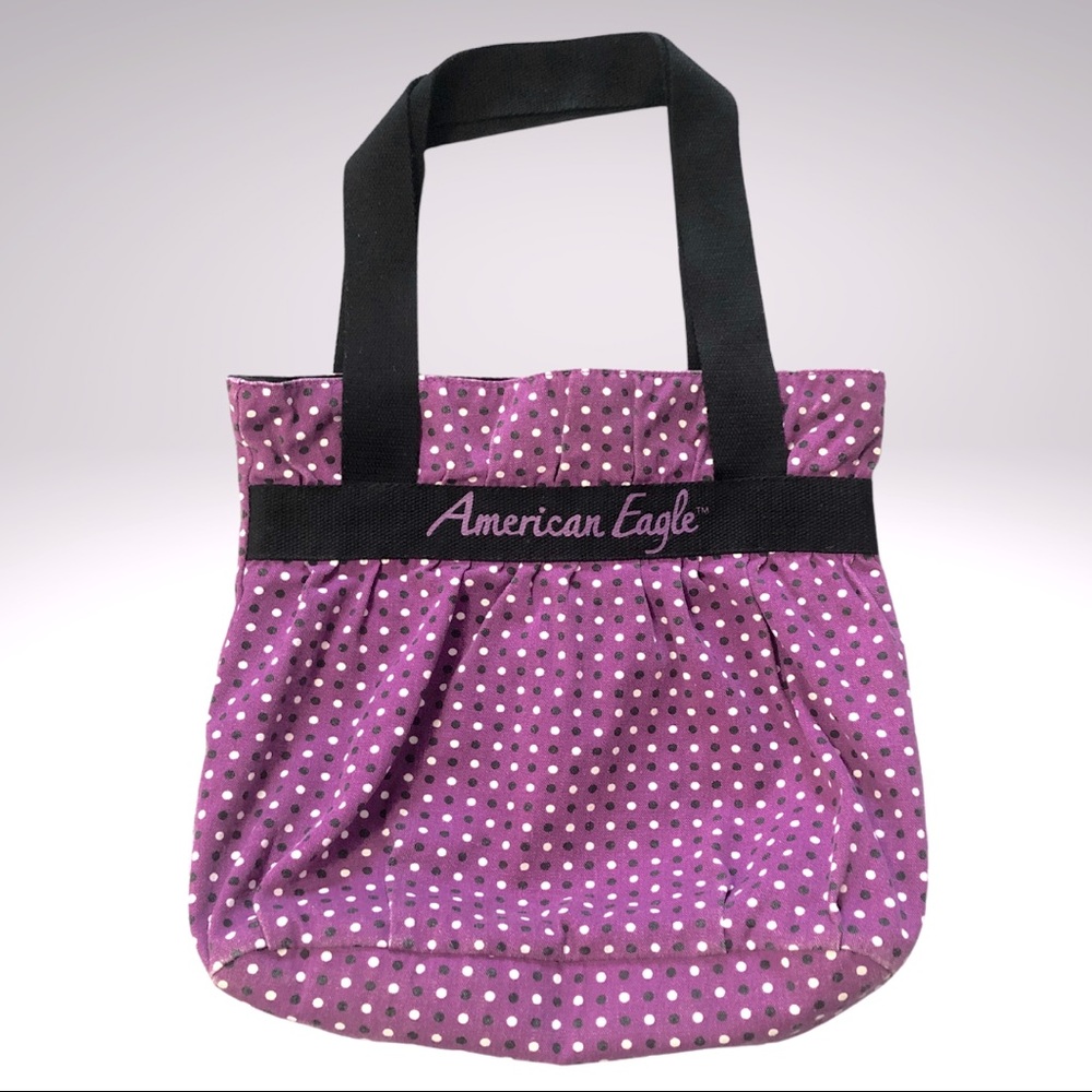 American Eagle Poke-a-Dot Purple, White, Black tote, book, or small diaper bag